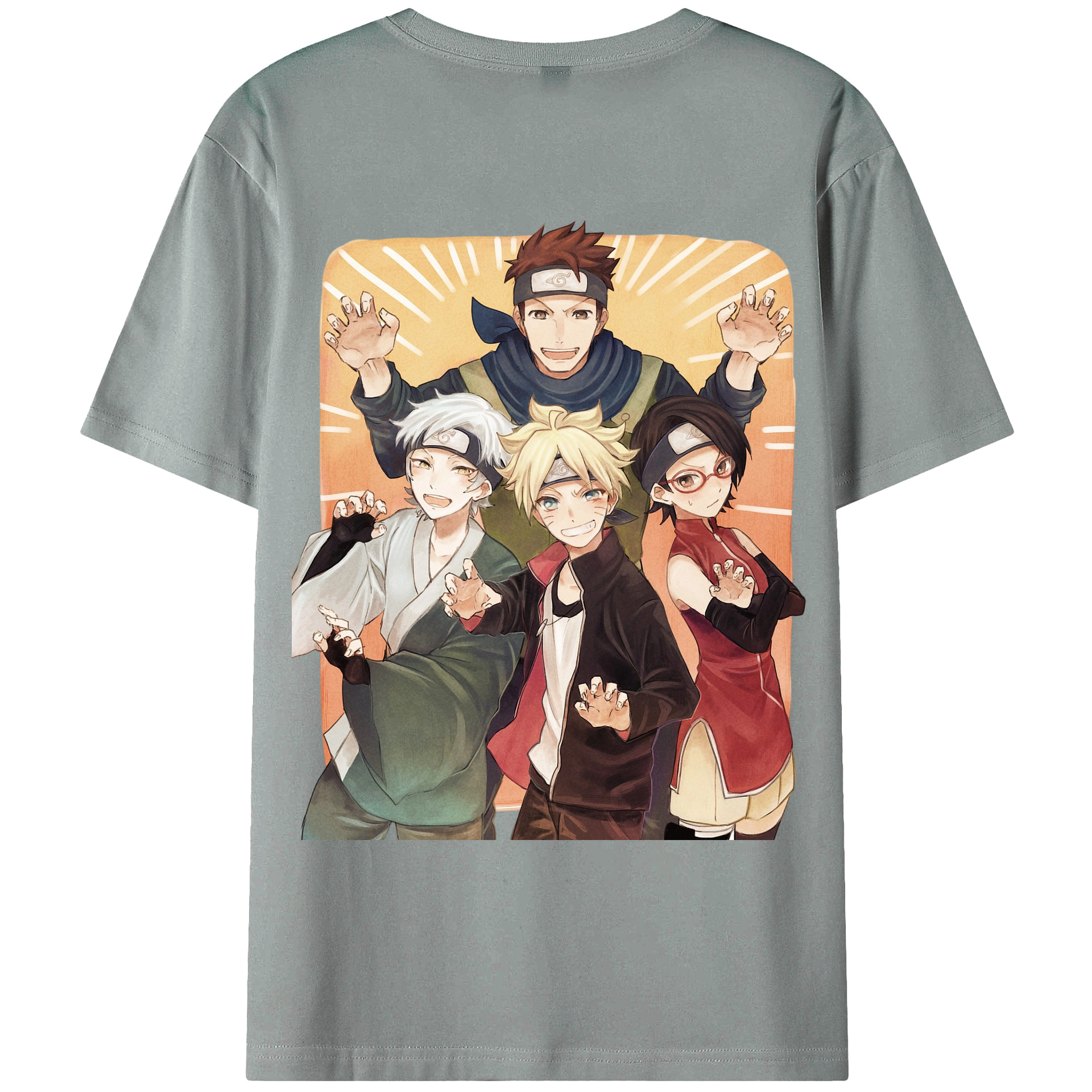 （画像用） NARUTO -ナルト- うちは サラダ Uchiha Sarada 綿100％ メンズ半袖Tシャツ（バックプリント） 通気性